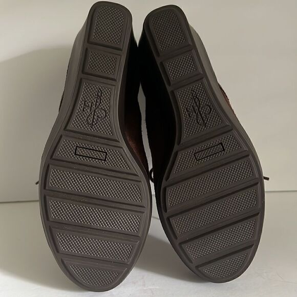Cole Haan Brown Suede Wedge Heel Lace Up Booties Size 7.5 - Picture 6 of 14